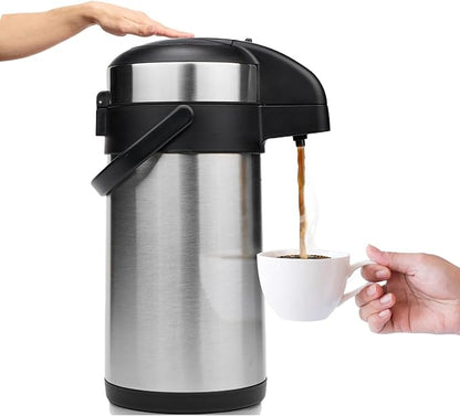 Airpot Coffee Dispenser with Pump - 140 oz Insulated Stainless Steel Coffee Carafe - Thermal Beverage Dispenser - Coffee Urn for Hot/Cold Water, Party Chocolate Drinks by Vondior