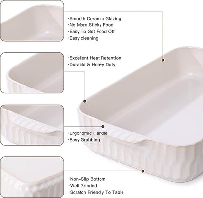 4.7QT Casserole Dishes for Oven, 9x13” Large Lasagna Pan, Ceramic Baking Dish, Rectangular Lasagna Pan Deep with Handles for Baking, Casserole, Kitchen, Birthday Gift for Mother Father Women Men - Image 6