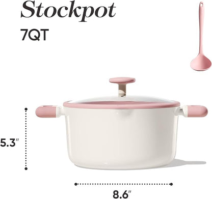CAROTE 7QT Nonstick Stock Pot with Lid, Ceramic Casserole with Ladle, Non-toxic Kitchen Soup Pot, Big Cooking Pots PFAS and PFOA Free - Image 2