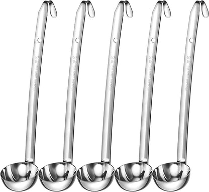 Cunhill 5 Pcs Soup Ladles Stainless Steel Serving Ladles with Long Handle for Serving, Cooking, Stirring, Portioning Kitchen Restaurant Accessories(2 oz) by Cunhill