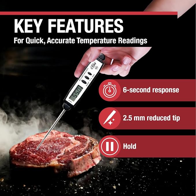 CDN Waterproof Digital Cooking Thermometer Instant Read 2.75" Stainless Shatterproof Ideal for Meat, Poultry, BBQ NSF Certified DT450X - Image 2