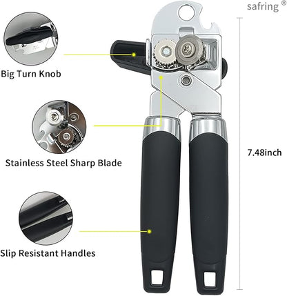 Safring Can Opener Manual, Handheld Strong Heavy Duty Stainless Steel Can Opener, Comfortable Handle, Sharp Blade Smooth Edge, Can Openers with Multifunctional Bottle Opener - Image 3