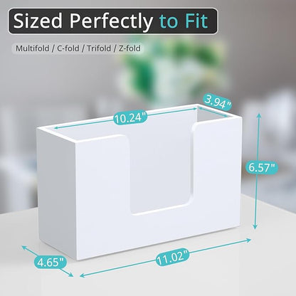 Paper Towel Dispenser Countertop, Wooden Bathroom Paper Towel Holder, White Napkin Holder for Kitchen, Countertop Multifold C-Fold, Z-Fold, Trifold Paper Hand Towel Dispenser for Bathroom Toilet - Image 2