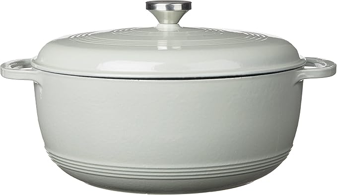 Lodge 7.5 Quart Enameled Cast Iron Dutch Oven with Lid – Dual Handles – Oven Safe up to 500° F or on Stovetop - Use to Marinate, Cook, Bake, Refrigerate and Serve – Desert Sage - Image 2