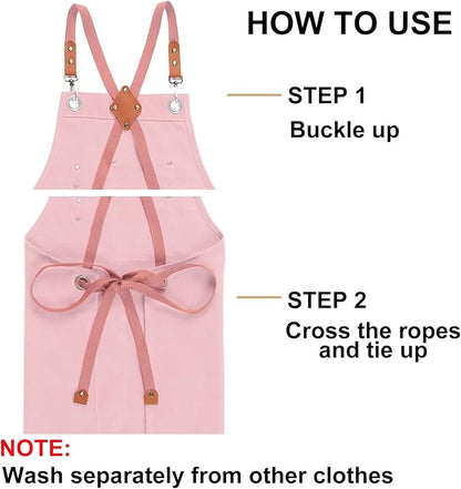 ZOMAO Chef Apron for Women Men with Large Pockets, Cotton Canvas Cross Back Waterproof Work Aprons for Kitchen Cooking Bib