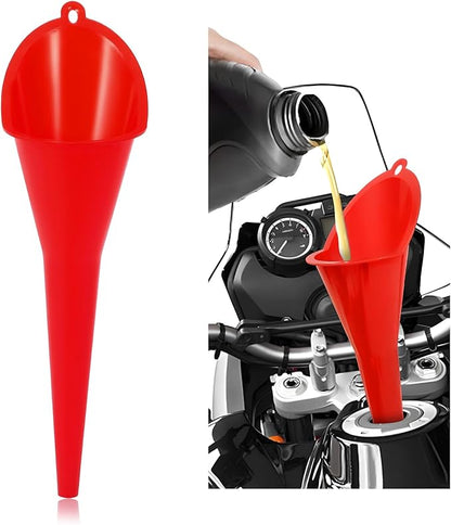 Oil Funnel, Multi-Purpose Plastic Long Neck Oil Funnel, Automotive Use Funnels for Filling Oils Lubricants Water Diesel, Kitchen Funnels for Filling Bottles Jars (Red)