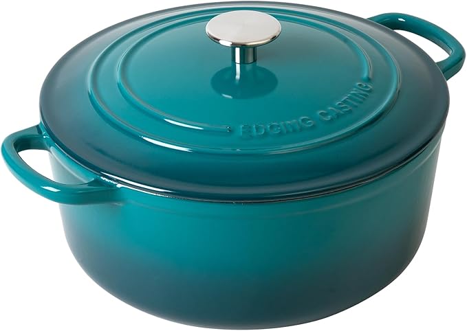 EDGING CASTING Dutch Ovens with Lid, Enameled Cast Iron Covered 5.5 Quart Dutch Oven with Dual Handle, Darkcyan - Image 4
