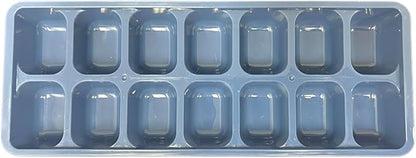 Reusable Flexible Easy Release White Ice Cube Tray, Durable Plastic Stackable Easy Twist 14 Cube Trays (3 Pack)