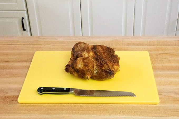Thirteen Chefs Yellow Cutting Board - 18 x 12 Inch for Poultry and Chicken - Commercial Grade Plastic for Food Service, 1/2" Thick Dishwasher Safe Poly - Image 5