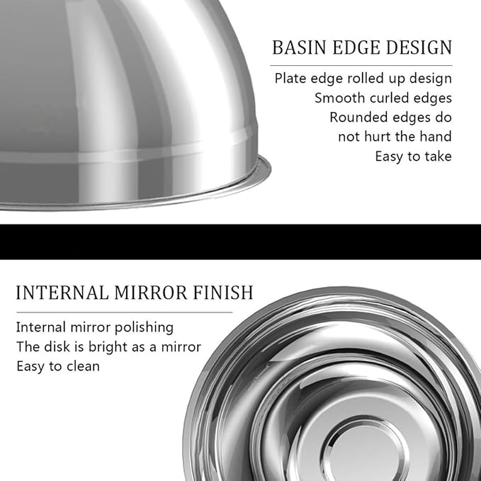 Mixing Bowls, 5Pcs Stainless Steel Mixing Bowl Set, Utensils for the Kitchen, Multifunctional, Stackable, Dishwasher Safe, 3.75L / 3.25L / 2.5L / 2L / 1.3L (Without) - Image 5