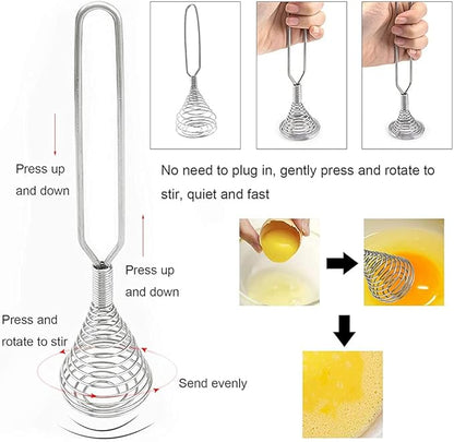 Stainless Steel Spring Coil Whisk Wire Whip Cream Egg Beater Gravy Cream Hand Mixer Kitchen Tool Accessories For Mixing, Blending, Beating, Stirring, Cooking