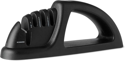 Amazon Basics 4-in-1 Knife Sharpener with Non-Slip Base, Includes Safety Glove by AmazonBasics