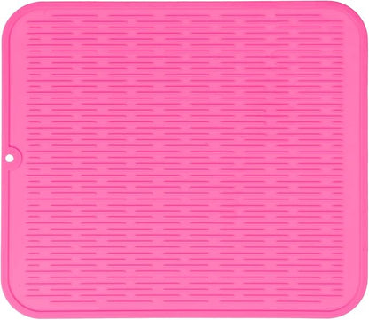 MicoYang Silicone Dish Drying Mat for Multiple Usage,Easy clean,Eco-friendly,Heat-resistant Silicone Mat for Kitchen Counter or Sink,Refrigerator or Drawer Liner Rose XL 18 inches x 16 inches by MicoYang