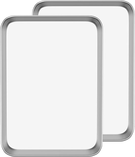 Baking Sheet Cookie Sheet Set of 2, Umite Chef Stainless Steel Baking Pans Tray Professional 9 inch, Non Toxic & Healthy, Mirror Finish & Rust Free, Easy Clean & Dishwasher Safe by UmiteChef