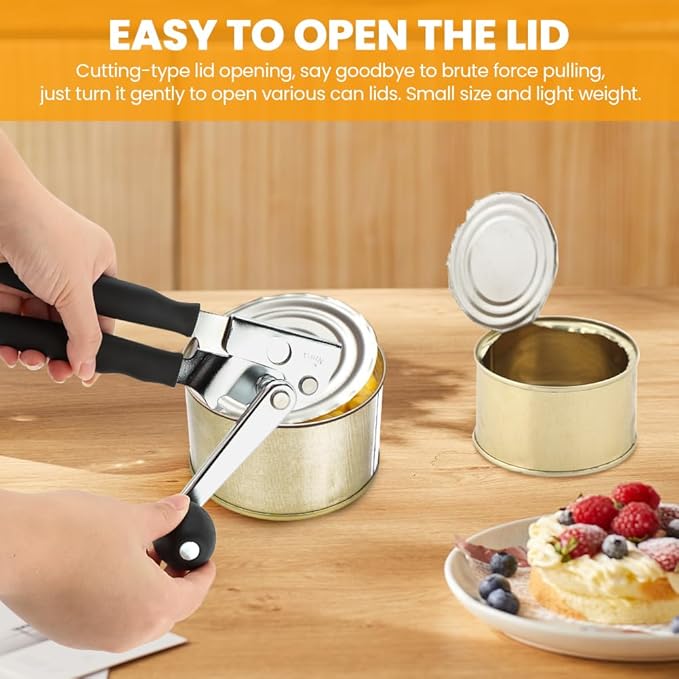 Commercial Can Opener, Crank Can Openers Manual, Heavy Duty Handheld Stainless Steel Cans Opener Bottle Openers with Long 360° Turn Wheel Handle for Seniors Kitchen(SIZE:Magnetic)