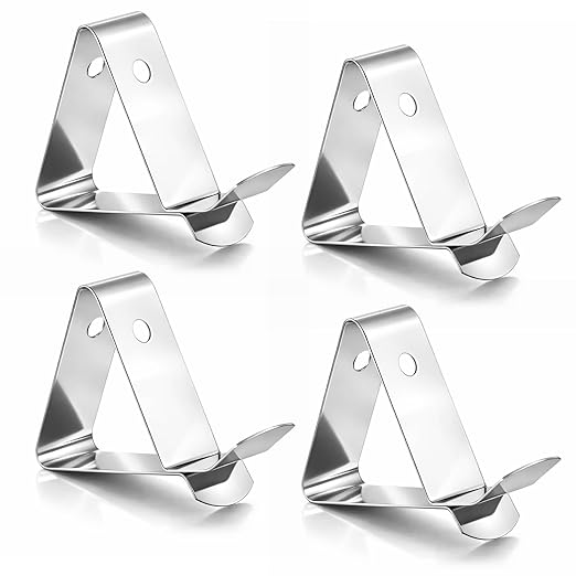 4Pcs Stainless Steel Thermometer Probe Clips, Silver Pot Cup Temperature Probe Clips Mutifunctional BBQ Grill Probe Clip for Temperature Reading, Ambient Thermometer Probe Holders