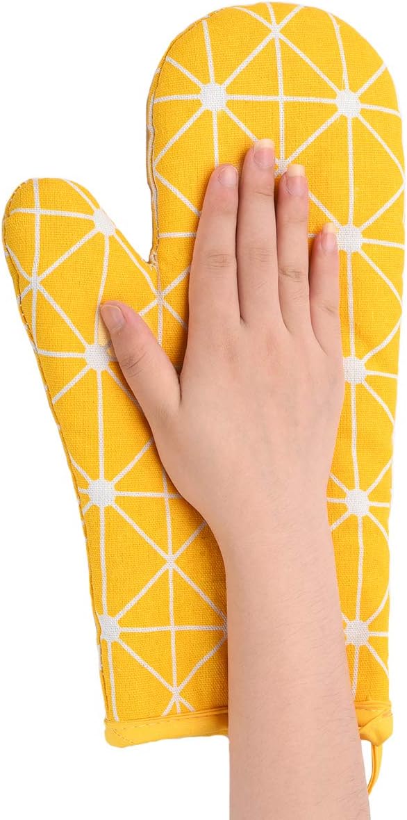 Oven Mitts and Potholders BBQ Gloves-Oven Mitts and Pot Holders with Recycled Infill Silicone Non-Slip Cooking Gloves for Cooking Baking Grilling (4-Piece Set) (Yellow-02) - Image 4