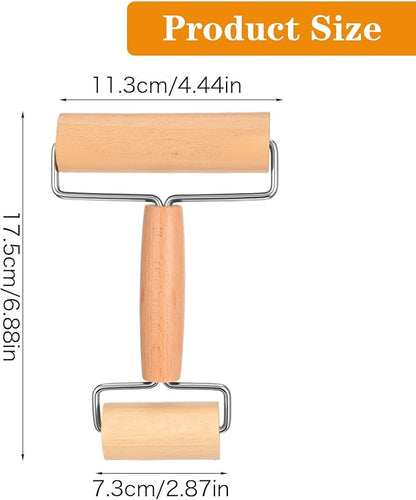 JJUNW Small Rolling Pin, Pizza Dough Roller, Non Stick Wood Pastry Roller, Dough Baker Roller Set for Home Kitchen Baking Cooking(4.4in, 2.87in)