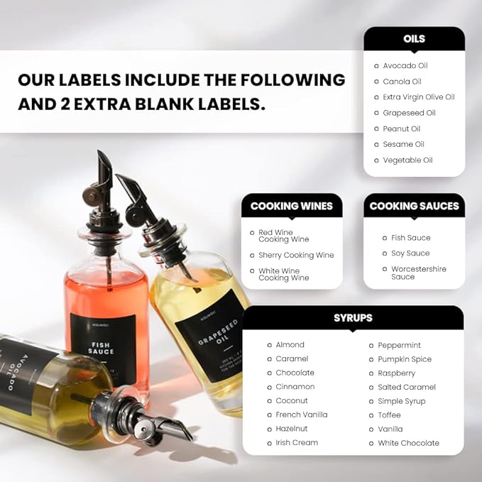 Molimoli Oil and Vinegar Dispenser with Metal Pour Spout, Weighted Pourer, Glass Bottle Dispenser for Kitchen, Olive Oil Cruet, Glass Olive Oil Bottle |350ml, Set of 2 - Image 4