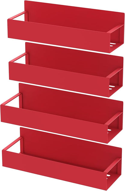 HuggieGems 4 Pack Magnetic Spice Storage Rack Organizer for Refrigerator and Oven, Red Fridge Organizers and Storage - Image 5