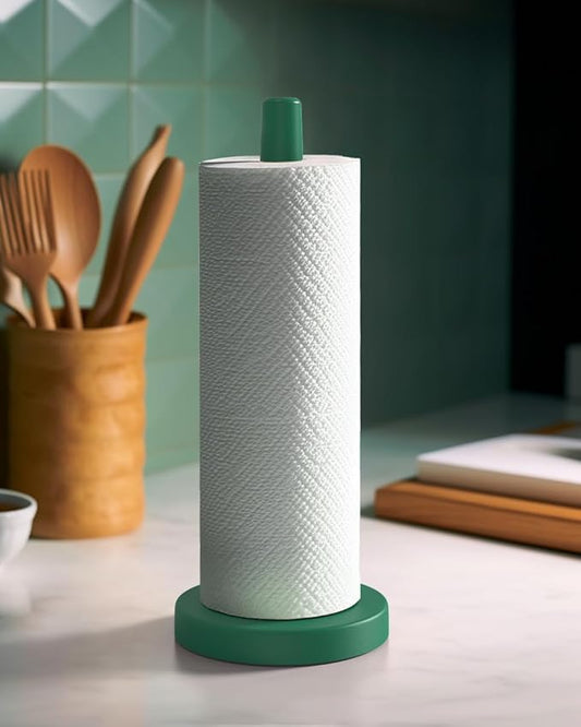 KitchLife Wooden Paper Towel Holder Countertop - Solid Freestanding Paper Towel Dispenser Stand with Anti-Skid Base (Dark Green) by OverDoorHooksKitchenSupplies