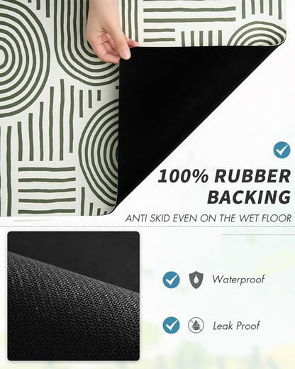 AMOAMI Coffee Mat Hide Stain Rubber Backed Absorbent Dish Drying Mat for Kitchen Counter - Fits Under Coffee Maker or Machine - Green Line 17x31.5 - Image 5