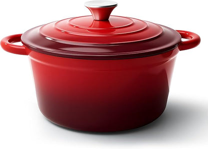6 Quart Dutch Oven Pot with Lid, Non Stick Enameled Cast Iron Dutch Oven for Bread Baking, Heavy-Duty, Oven Safe Ceramic Cookware Up to 500°F for Baking, Braising, Stews, Roasting, Red by Fijinhom