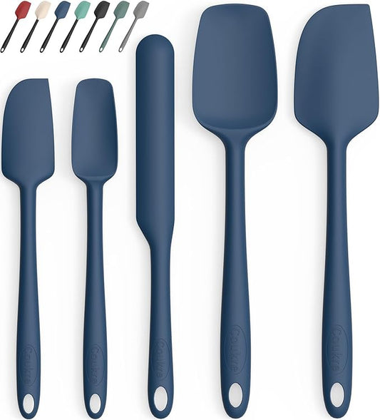 Coukre Silicone Spatula Set of 5,High Temperature Resistant, Food Grade Silicone, Dishwasher Safe, for Baking, Cooking (Pure Dark Blue) by Coukre