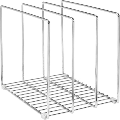 mDesign 3 Slot Tray and Pan Rack — Metal Wire Rack for Pantry and Kitchen Storage — Freestanding Pan Lid Holder Also for Baking Trays and Crockery – Silver - Image 8