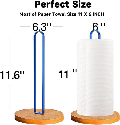 TONLEA Wooden Paper Towel Holder Countertop, Kitchen-Towel-Holder FreeStanding with Non-Slip Base for Bathroom - Image 2