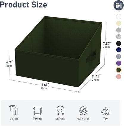 DIMJ Closet Storage Bins 12 Pack - Fabric Storage Baskets for Shelves, Collapsible Clothes Organizer with Handles, Trapezoid Shelf Organization Storage Cubes for Purse, Toys, Books, Towel, Clothes - Image 4