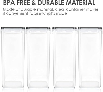 Vtopmart Extra Large Tall Airtight Food Storage Containers, 4 Pieces 5.9qt/6.5L Plastic PBA Free Kitchen Pantry Canister for Spaghetti, Flour and Baking Supplies, with 24 Labels, Black - Image 4