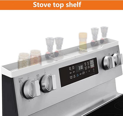 AWOKE Stove Top Shelf 30 Inch - Silicone Material Magnetic Shelf for The Stove - 3 Functional Partitions Kitchen Spice Rack Organizer - White - Image 6