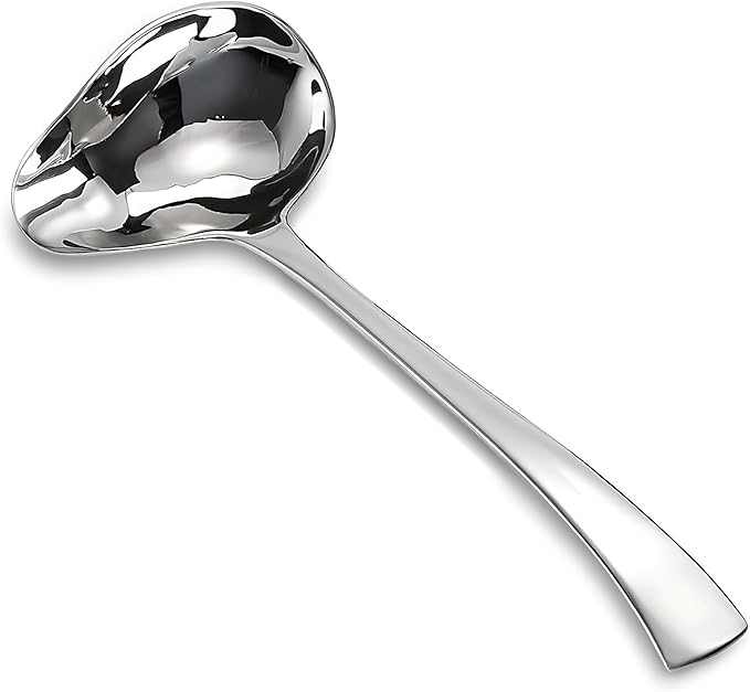 Comicfs Sauce Ladle, 18/10 Stainless Steel Gravy Ladle with Pouring Spout, Sauce Drizzle Spoon, Soup Ladles, Small Serving Gravy Ladles Serving Utensil, Dishwasher Safe, 7.3-Inch