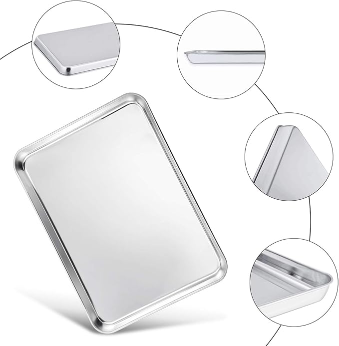 TeamFar Baking Sheet, 20’’×14’’×1’’, Cookie Sheet Half Sheet Baking Pans Stainless Steel, Non Toxic & Healthy, Heavy Duty & Thick Gauge, Mirror Finish & Dishwasher Safe - 2 Piece - Image 4