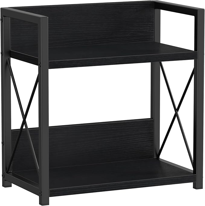 Giikin Countertop Organizer, 2 Tier Coffee Station Organizer for Desktop, Wood Counter Shelf Spice Rack for Kitchen (Black, M) by Giikin