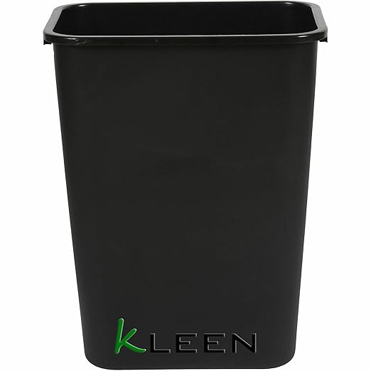 Kleen Commercial Soft-Sided Wastebasket 41qt, 20" x 16" x 11.6", Black Plastic