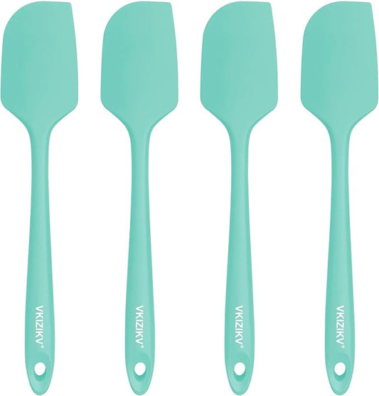 4 Pcs Silicone Spatula Set, 11.4 In, 600°F Heat Resistant Rubber Spatulas for Baking, Cooking & Mixing, Flexible and Non-Stick Kitchen Utensils, Seamless & Dishwasher Safe (Green)