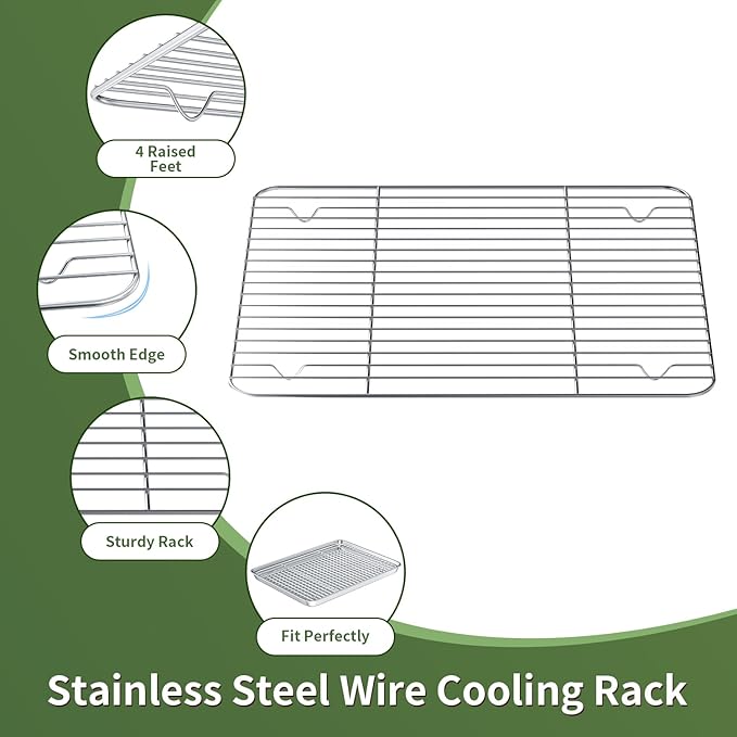 Baking Sheet with Wire Rack Set: 3 Baking Pans + 3 Cooling Racks for Cooking and Baking - Stainless Steel Nonstick Bacon Pans for Oven, Warp Resistant & Heavy Duty & Rust Free - Image 3