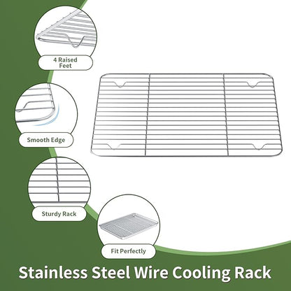 Baking Sheet with Wire Rack Set: 3 Baking Pans + 3 Cooling Racks for Cooking and Baking - Stainless Steel Nonstick Bacon Pans for Oven, Warp Resistant & Heavy Duty & Rust Free - Image 3