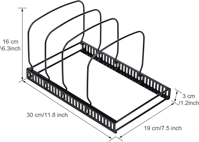 Toplife 10+ Bakeware Organizer Rack for Kitchen Bakeware, Cookware, Dinnerware, Cutting Boards, Plates, Pot and Pan Lids (Black) - Image 2