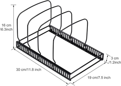 Toplife 10+ Bakeware Organizer Rack for Kitchen Bakeware, Cookware, Dinnerware, Cutting Boards, Plates, Pot and Pan Lids (Black) - Image 2