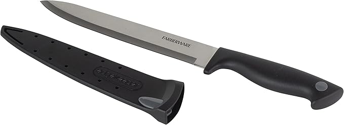 Farberware Edgekeeper 8-Inch Slicing Knife with Self-Sharpening Blade Cover, High Carbon-Stainless Steel Kitchen Knife with Ergonomic Handle, Razor-Sharp Knife, Black - Image 2