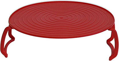 Microwave Multipurpose 4 in 1 Tray Stand Rack Splatter Guard Carry Tray Stacking Shelf (1, Red)