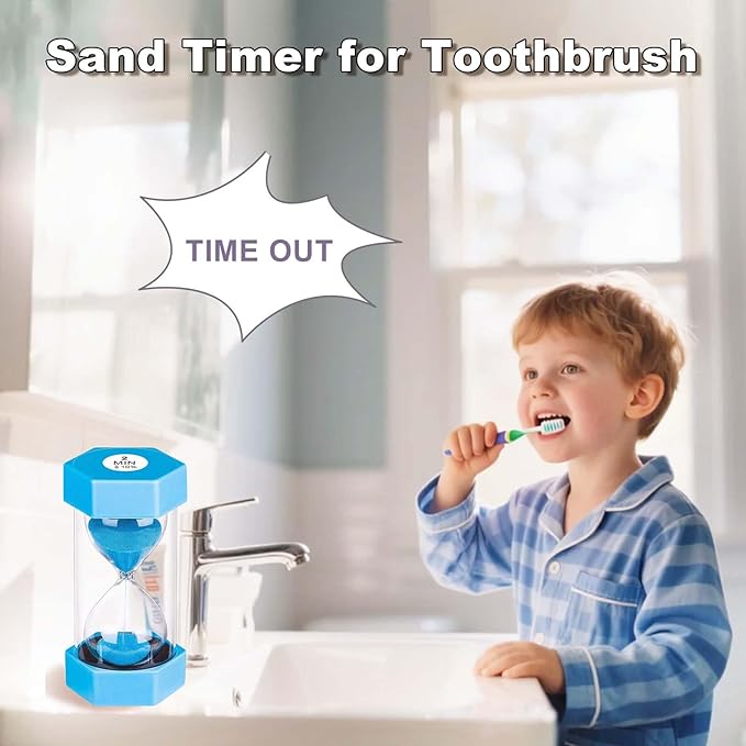 2 Minute Sand Timer, Unbreakable Hexagon Hourglass, Plastic Sand Watch Reloj De Arena 2 Minutos, Colorful Hour Glass Sandglass for Toothbrush Classroom Games Kitchen (Blue)