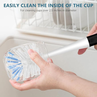 SetSail Dish Brush Set of 3 with Bottle Brush, Dish Scrub Brush with Long Handle Deep Cleaning Handle Brush with Scraper Tip for Kitchen Sink Dishes Bottle Cup Pot and Pans Tile Lines, Black Blue - Image 6