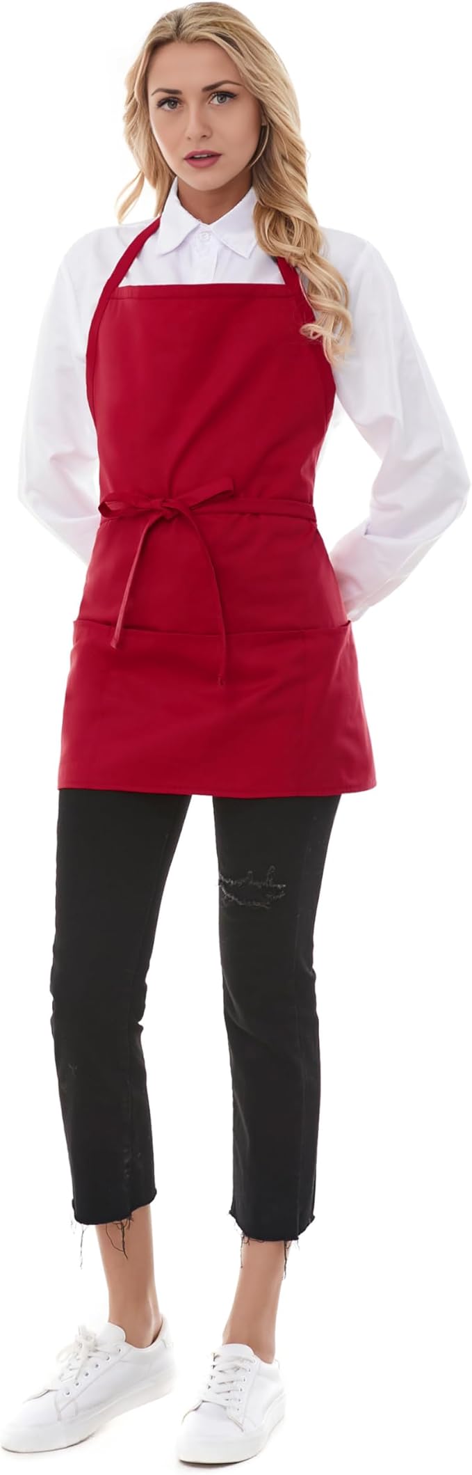 Aprons for Women with 3 Pockets, Server Apron, Aprons for Cooking, Chef Apron, Comfortable Material Adjustable
