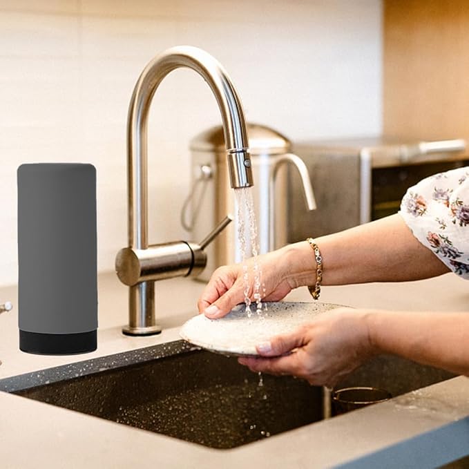 Dish Soap Dish Dispenser, Silicone Squeeze Washing Up Liquid and Hand Soap Refillable Bottles, 240ml Refillable Dishwashing Liquid Dispensing(Color:Grey)