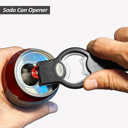 2-in-1 Magnetic Soda Can & Beer Bottle Opener-Dual Magnets for Fridge & Cap Catcher, Heavy Duty Stainless Steel, Perfect for Big Hands,Long nails, RV, Bartender, Gift for Father, Black, Openpro 1 Pack