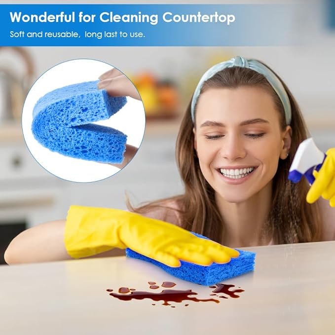 8PCS Dish Sponges Kitchen, Premium Blue Dish Washing Kitchen Sponge, Compressed Cleaning Sponges for Cleaning Kitchen and Bathroom, Non Scratch Scrub Sponge, Cleans Quickly and Well - Image 4